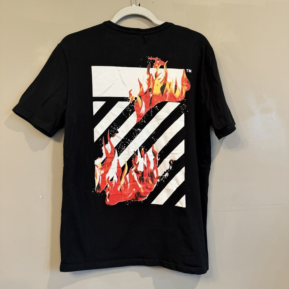 Main Label  Off-White 2018 Diagonal Fire Hands Shirt Medium READ